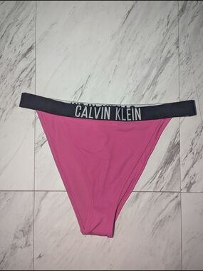 Calvin Klein Pink Bikini Bottom with Logo Waistband